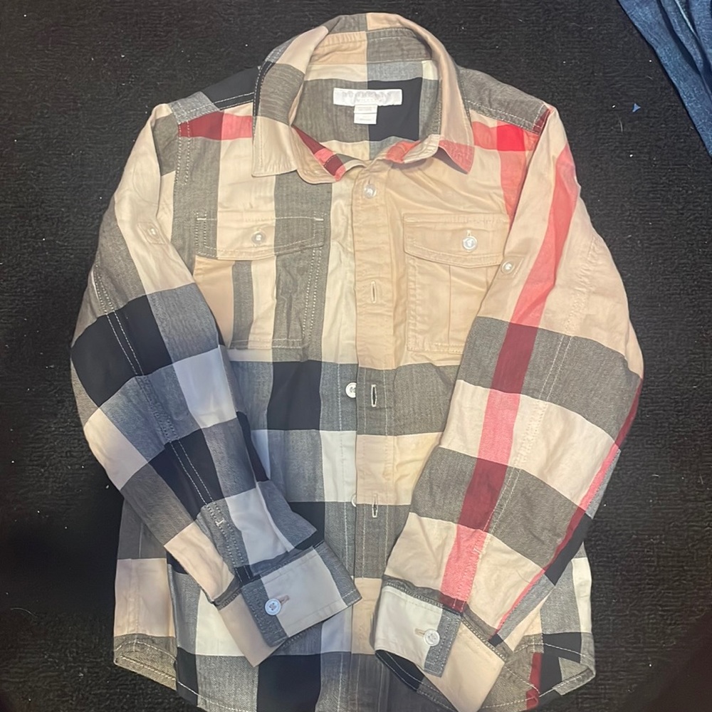 Boys long sleeve Burberry Button up shirt size 6Y